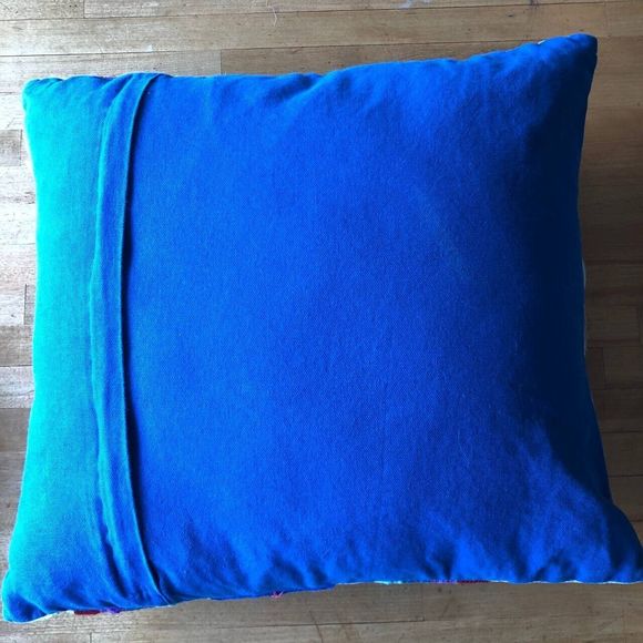 Colorful Rug Pillow Pillowcase 16x16 Ethnic Boho Blue Purple Cream Burgundy - Picture 7 of 7